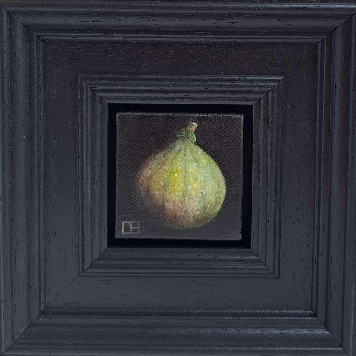 Still-Life Painting de Dani Humberstone - Pintura de bolsillo Fig Green 3c, pintura original, bodegón