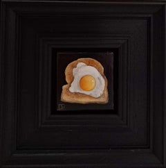 Fried Egg on Toast Pocket Painting, original painting, contemporary