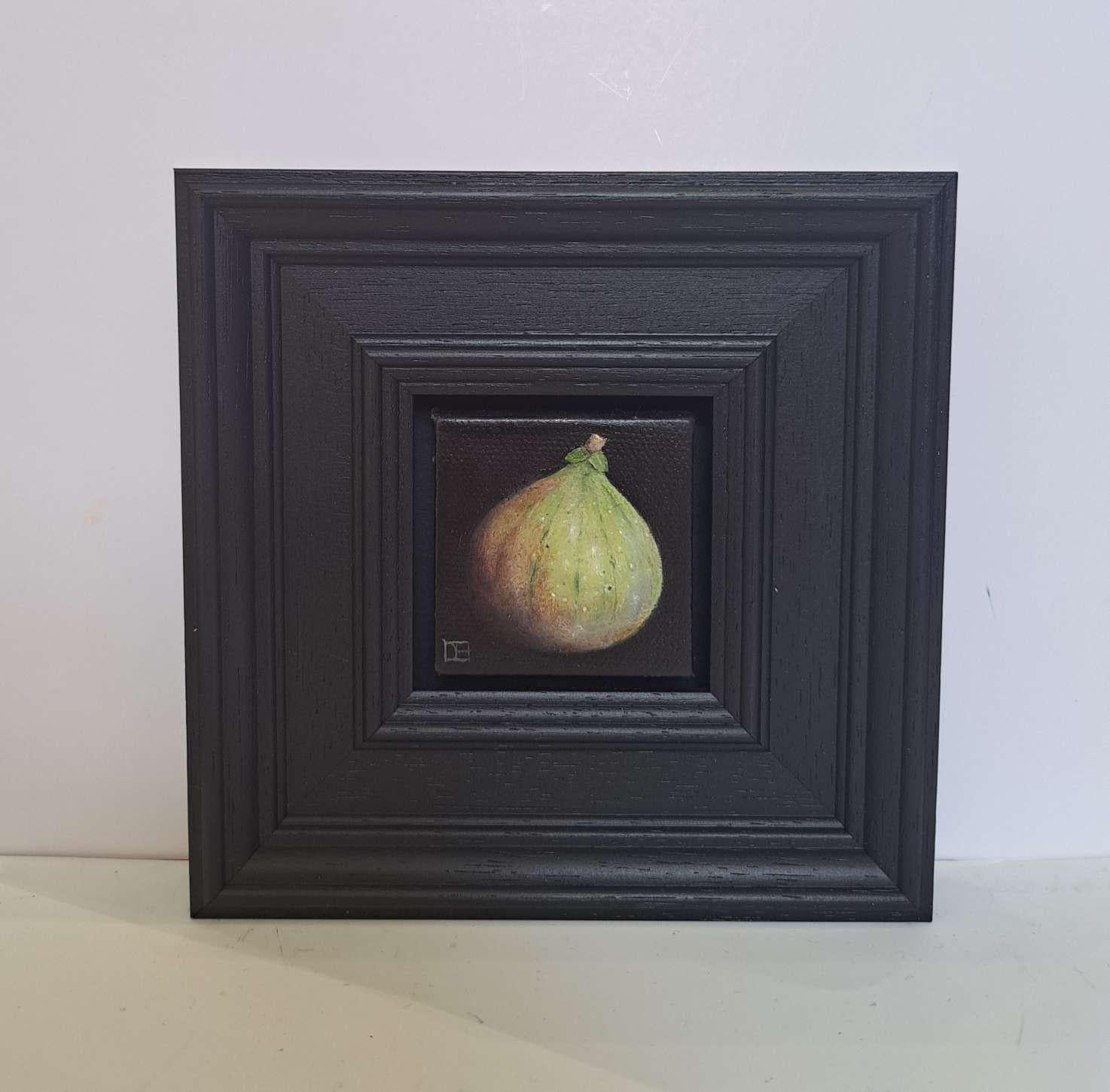 Green Fig Pocket Painting 4c, original painting, still-life For Sale 2