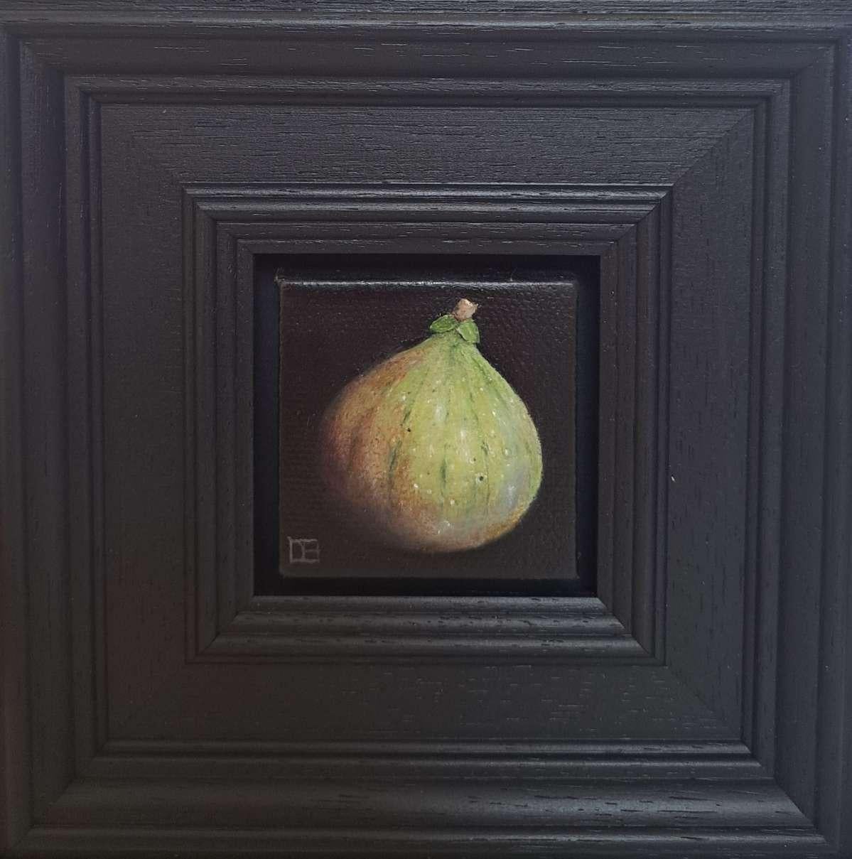 Green Fig Pocket Painting 4c, original painting, still-life For Sale 3