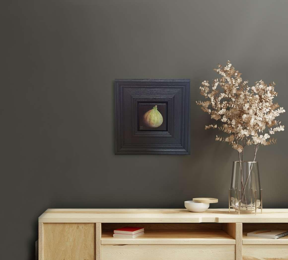 Green Fig Pocket Painting 4c, original painting, still-life For Sale 4