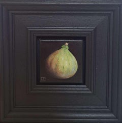 Green Fig Pocket Painting 4c, original painting, still-life