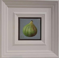 Green Fig & Strawberry (White Collection) Paintings set, Still life, Original