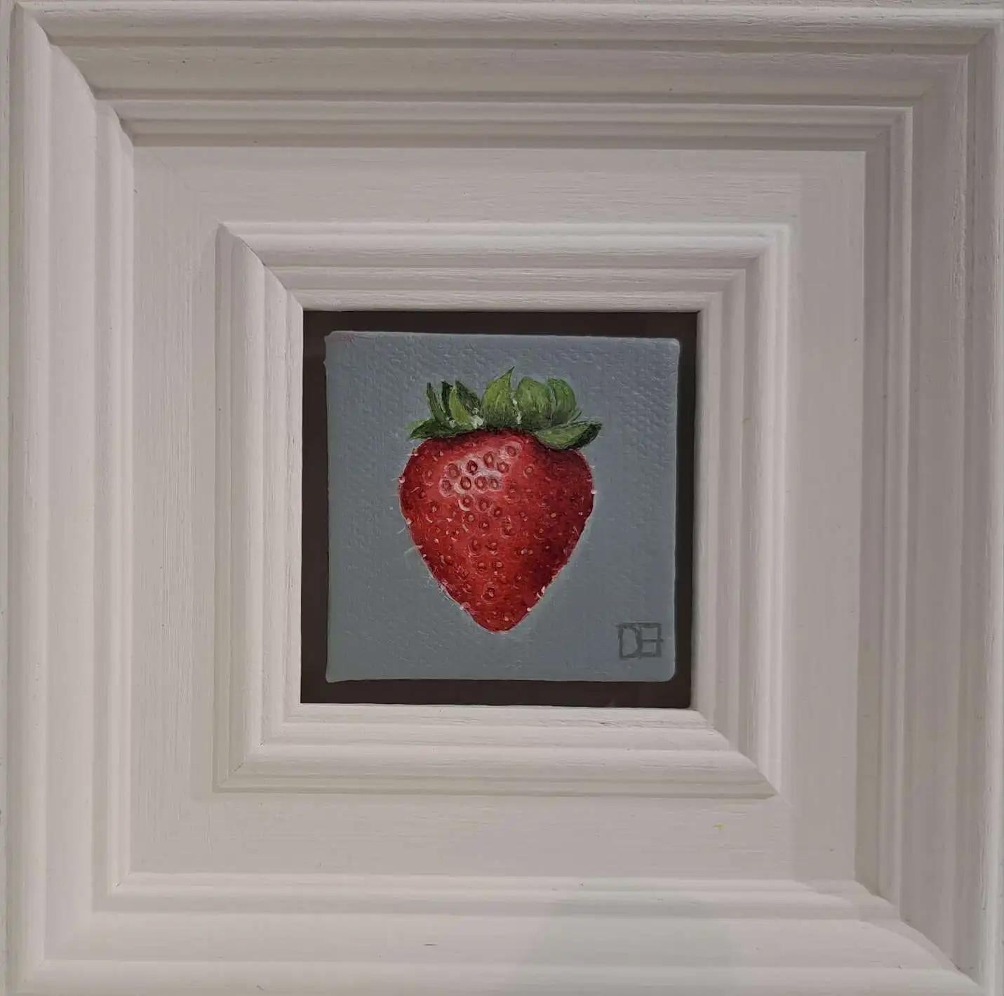 Green Fig & Strawberry (White Collection) Paintings set, Still life, Original For Sale 1