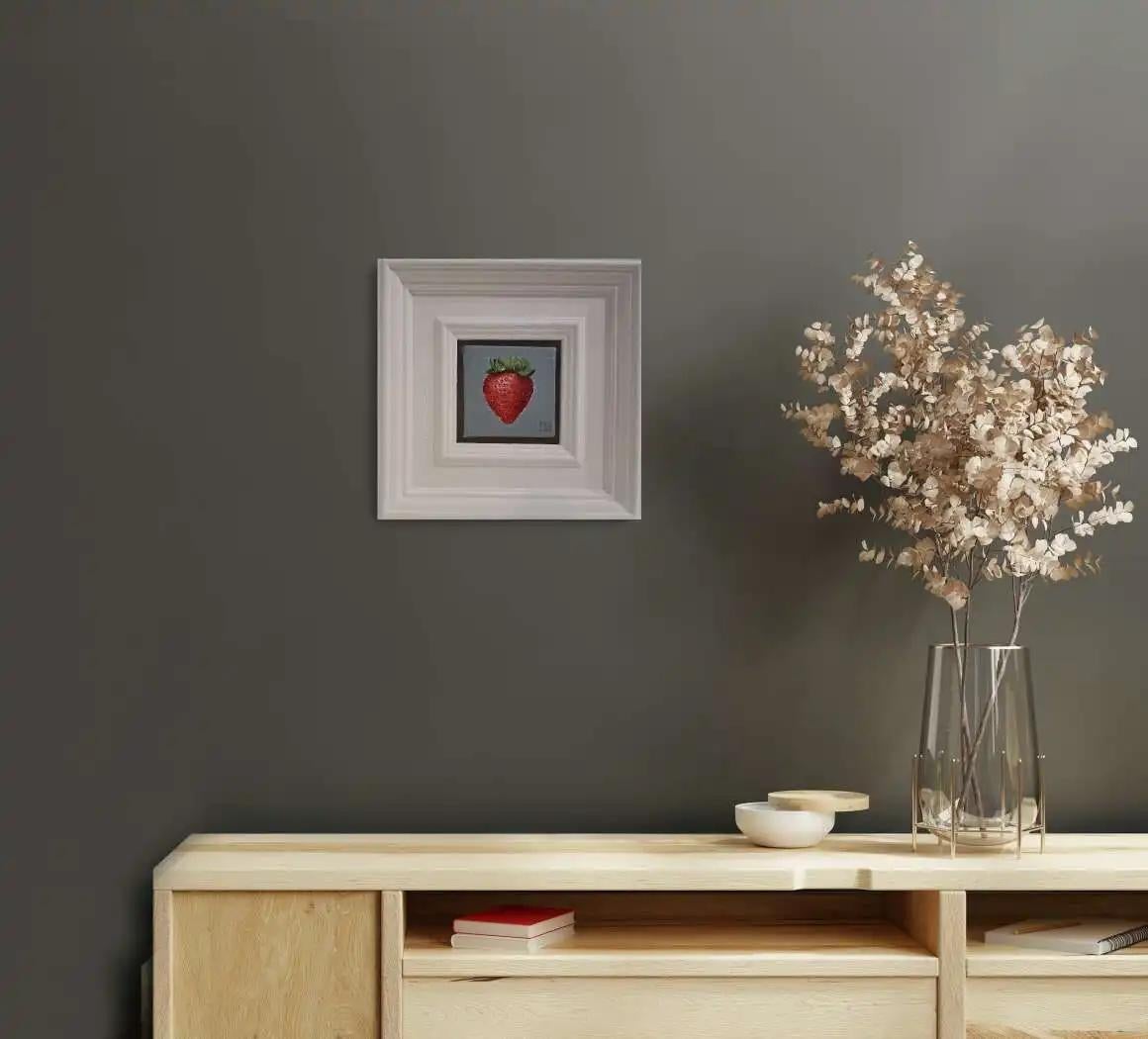 Green Fig & Strawberry (White Collection) Paintings set, Still life, Original For Sale 2