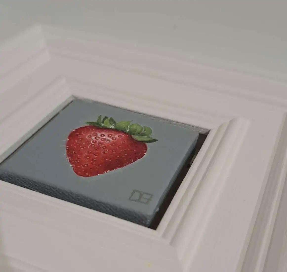 Green Fig & Strawberry (White Collection) Paintings set, Still life, Original For Sale 5