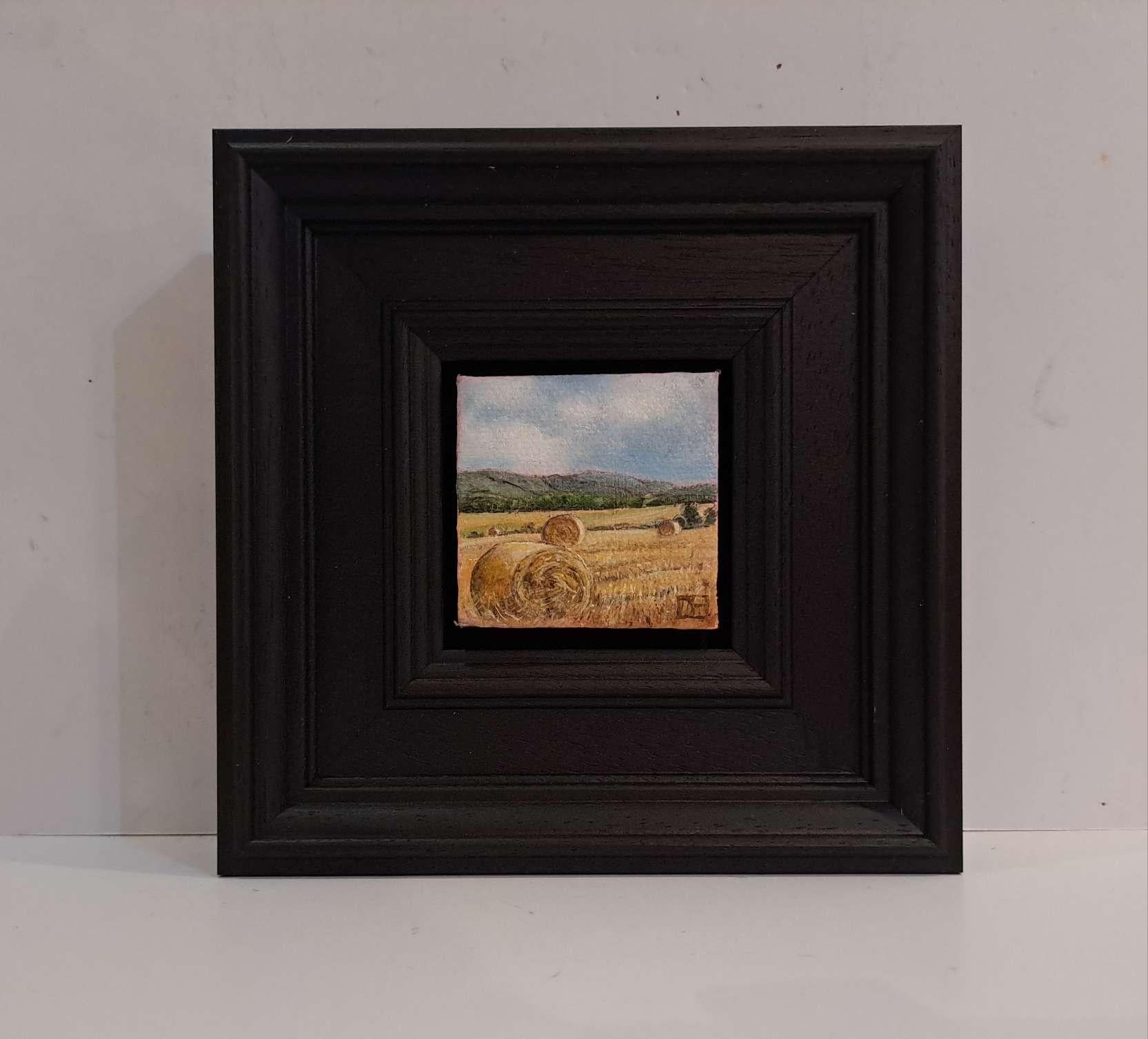 Pacas de heno, Serie de Bolsillo de la Colección Paisaje de Finales de Verano, pintura original en venta 1