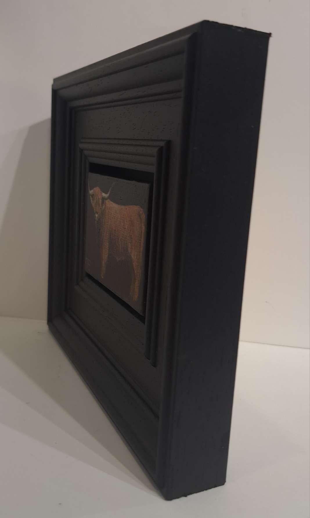 Highland Cow & Otter Pocket Painting 2c, diptyque, peinture originale, nature morte en vente 2