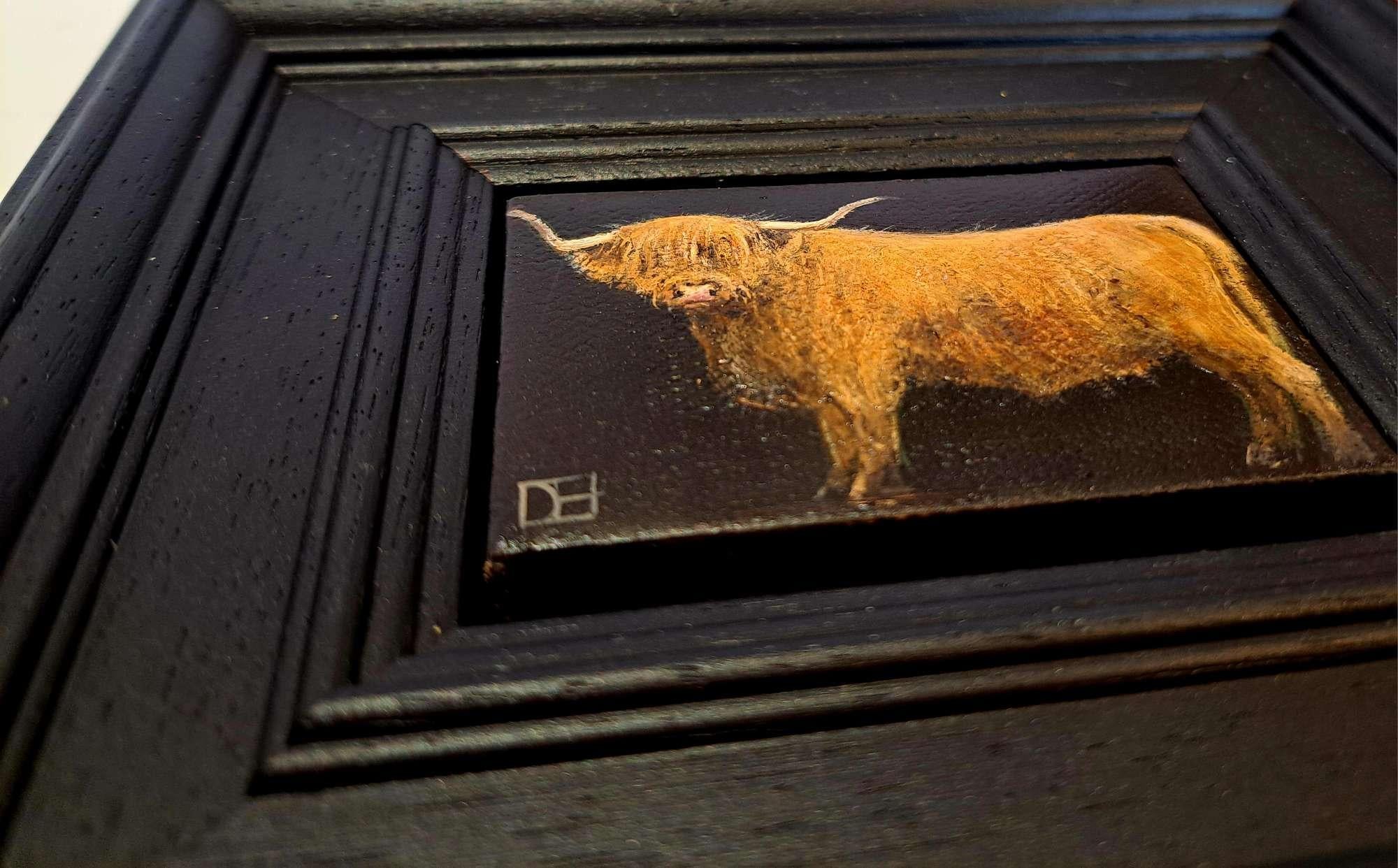 Highland Cow Pocket Painting c, Originalgemälde, Stillleben im Angebot 3