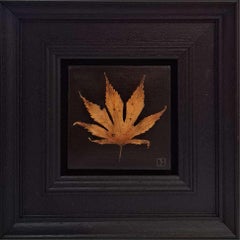 Quadro tascabile Foglia d'autunno 4c, pittura originale, contemporanea