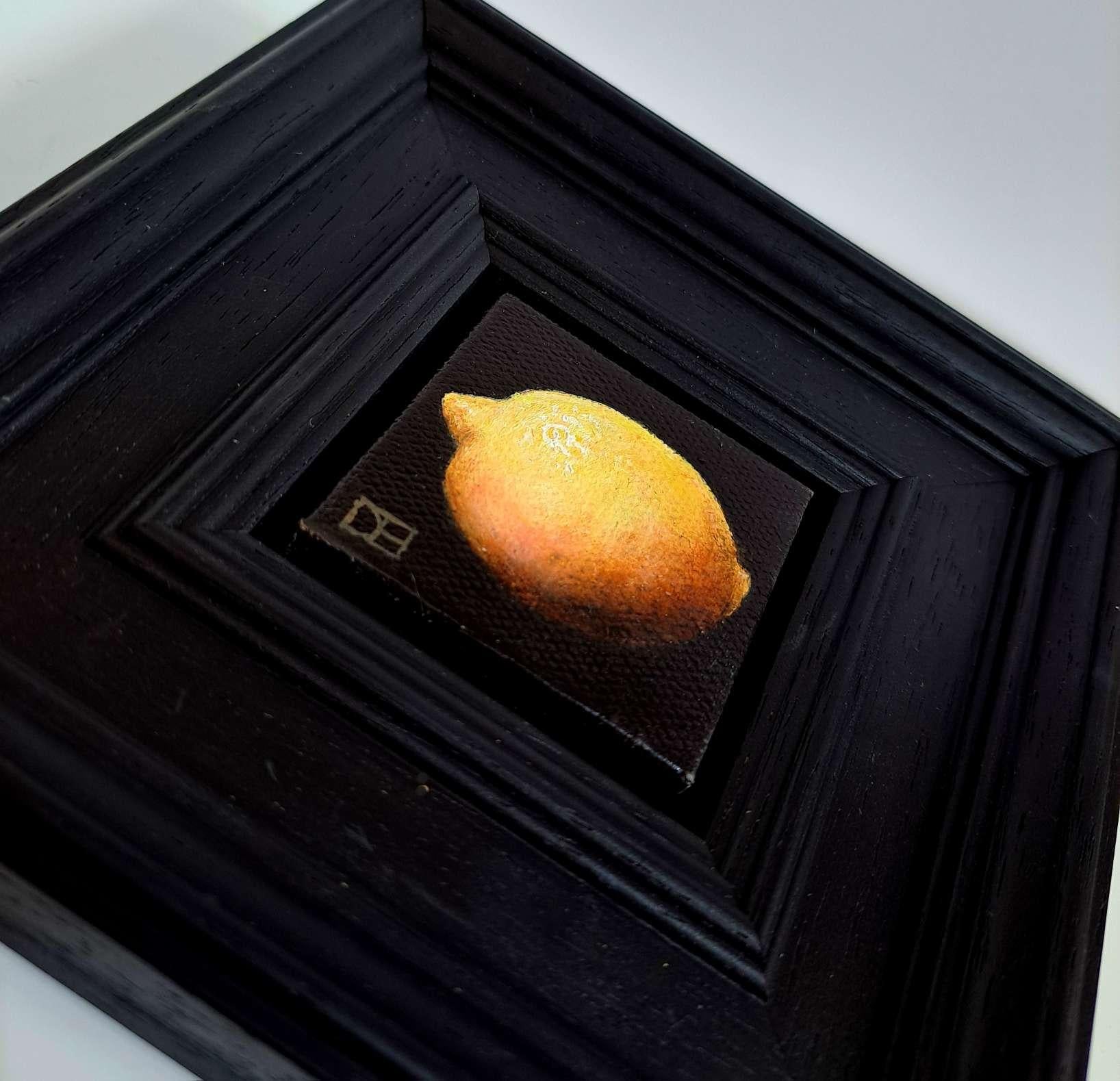 Lemon Pocket Painting 2c, quadro originale, natura morta, Nature - Still-Life Painting Nero di Dani Humberstone
