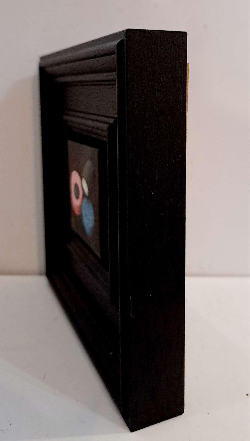 Licorice Allsorts Candy Sweets Pocket Painting, original painting, contemporary - Black Still-Life Painting by Dani Humberstone