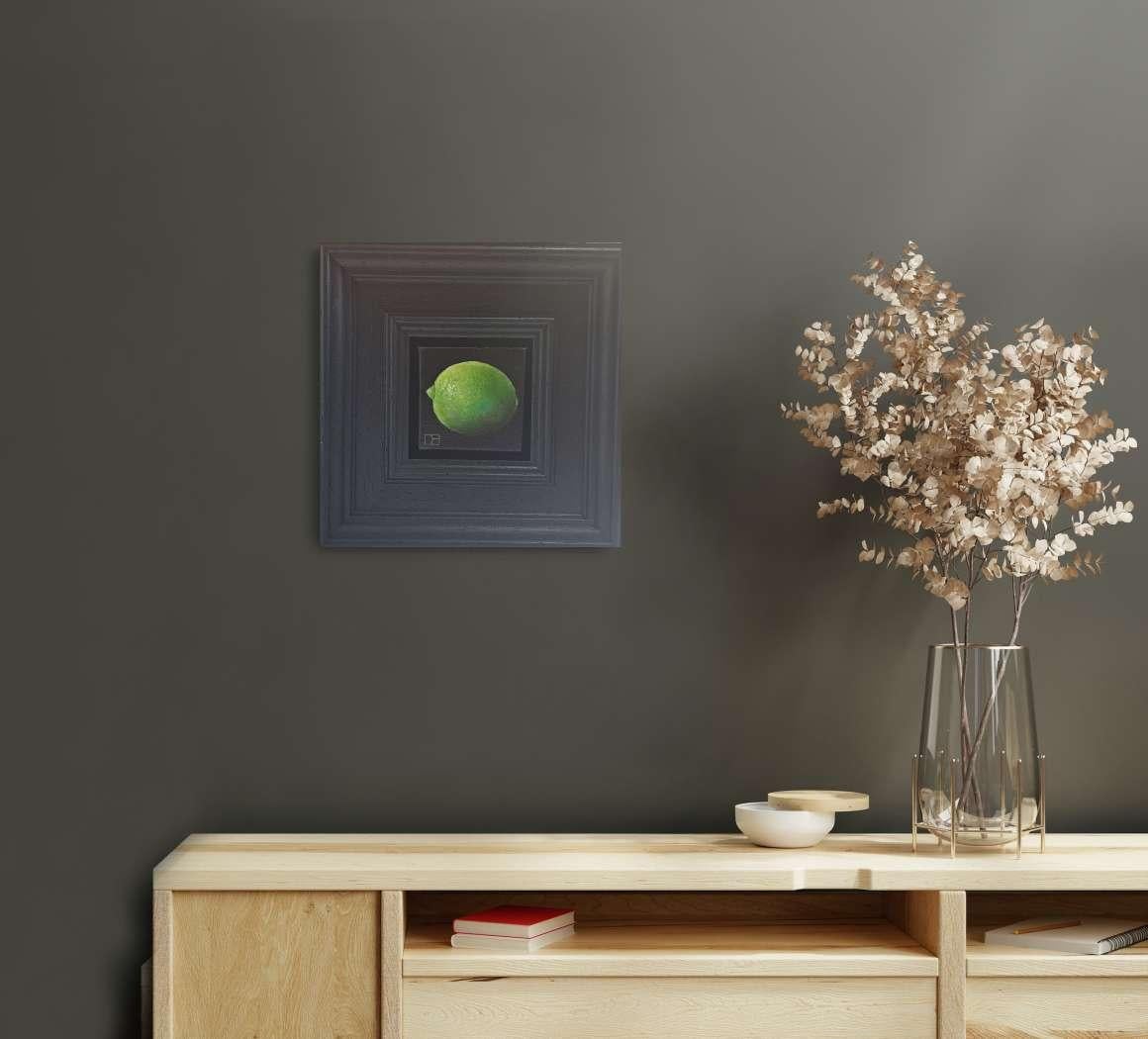 Lime Pocket Painting 4c, quadro originale, natura morta, Nature - Still-Life Painting Nero di Dani Humberstone