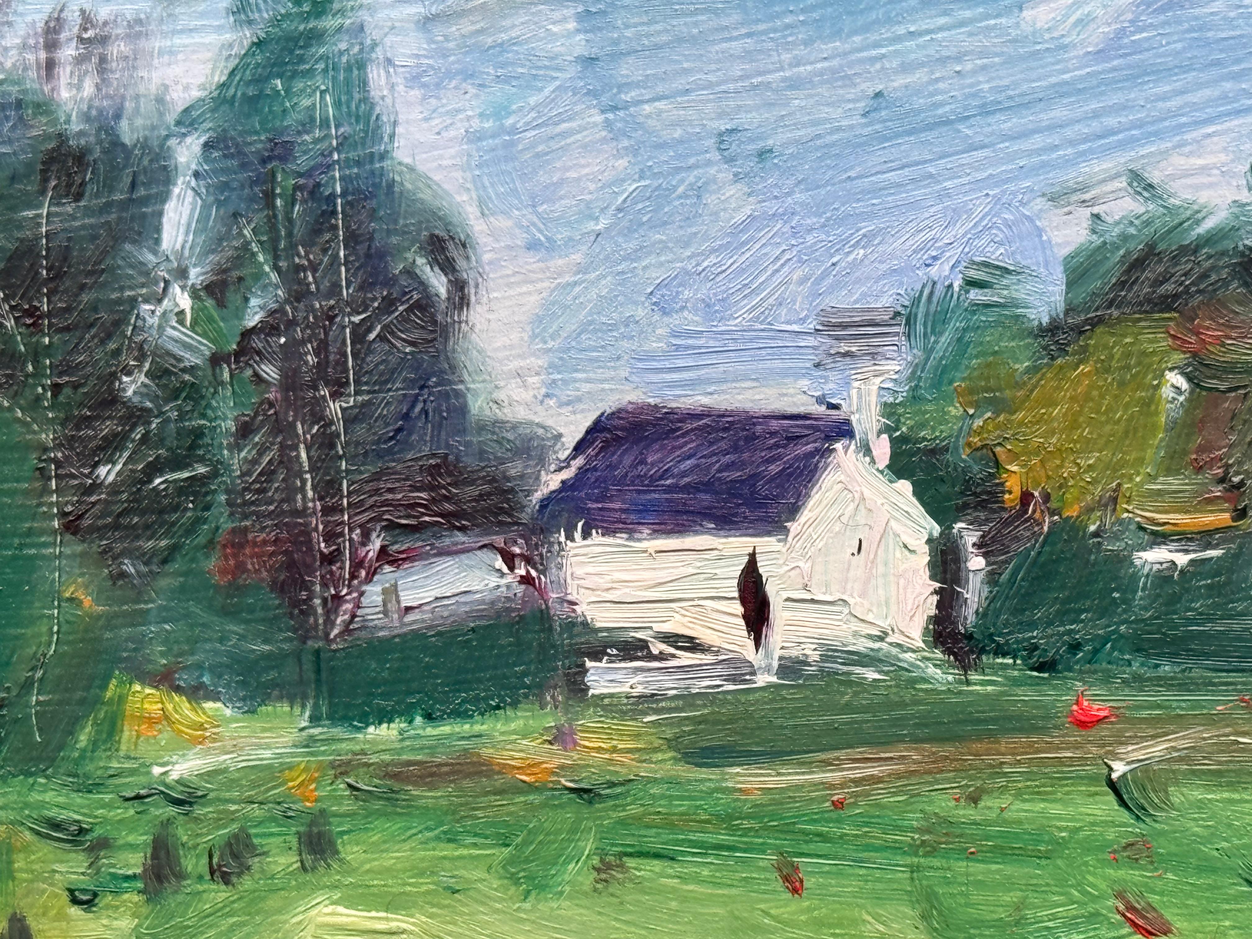 Loch Awe, white cottage and sailing boats , original painting, contemporary For Sale 2