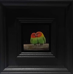 Pintura de bolsillo Tortolitos 2, pintura original, contemporánea