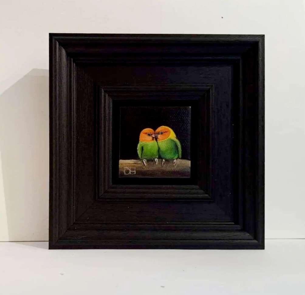 Lovebirds Pocket Painting 8c, original painting, still-life For Sale 3
