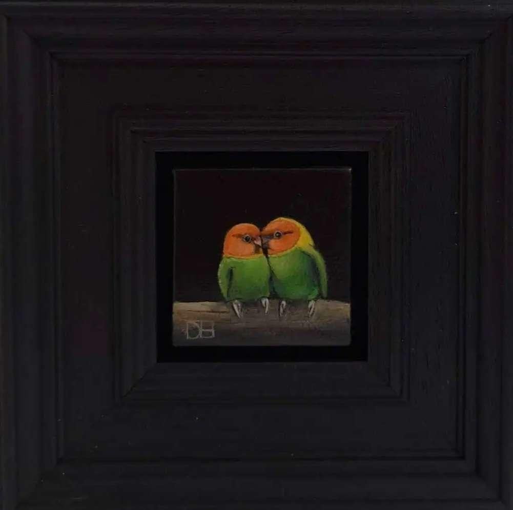 Dani Humberstone Still-Life Painting - Lovebirds Pocket Painting 8c, original painting, still-life