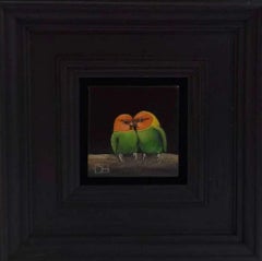 Lovebirds Pocket Painting 8c, original painting, still-life