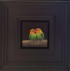 Lovebirds Pocket Painting 9c, original painting, still-life