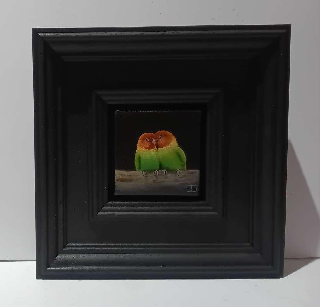 Lovebirds Pocket Painting, original painting, contemporary 3