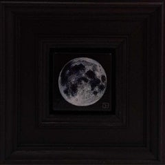Pittura tascabile Luna piena e luminosa 5c*, pittura originale, contemporanea