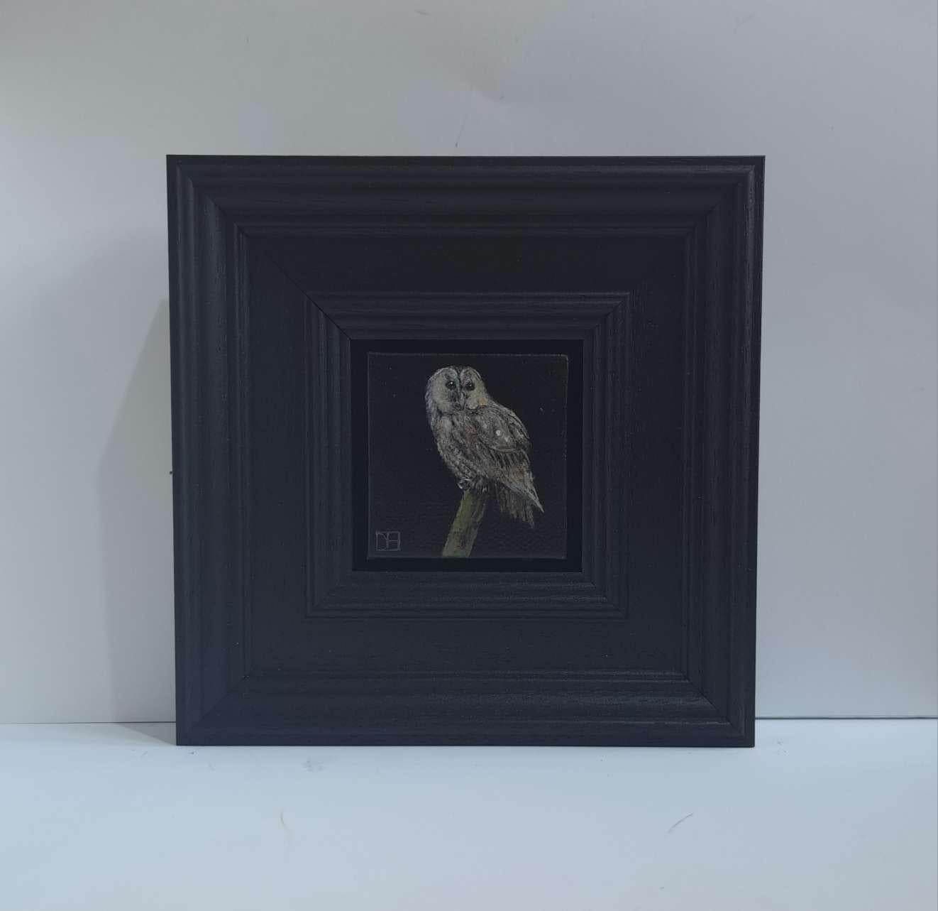 Chouette hulotte et œuf de merle, ensemble de 2, peinture originale, Nature en vente 4