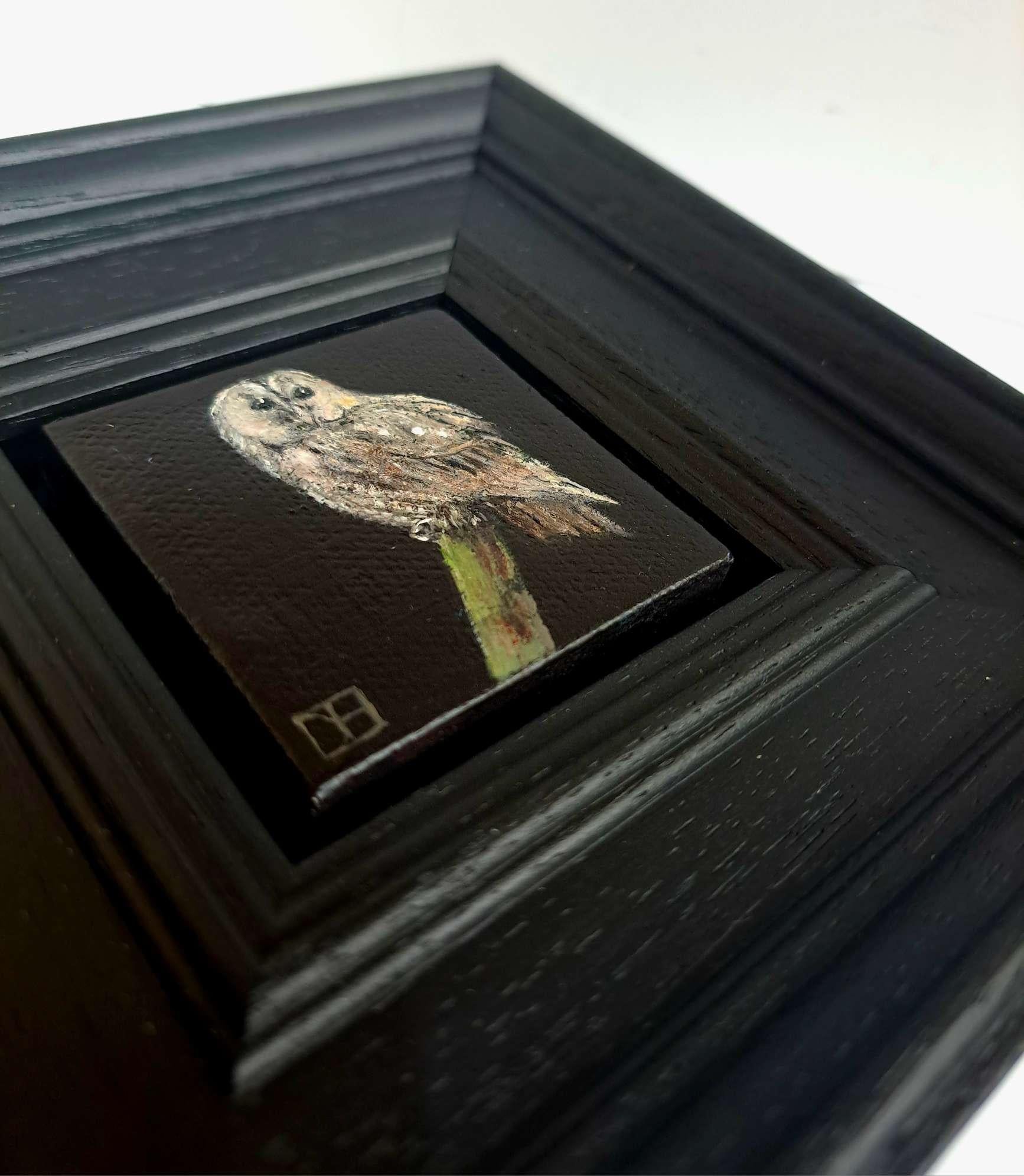 Chouette hulotte et œuf de merle, ensemble de 2, peinture originale, Nature en vente 5