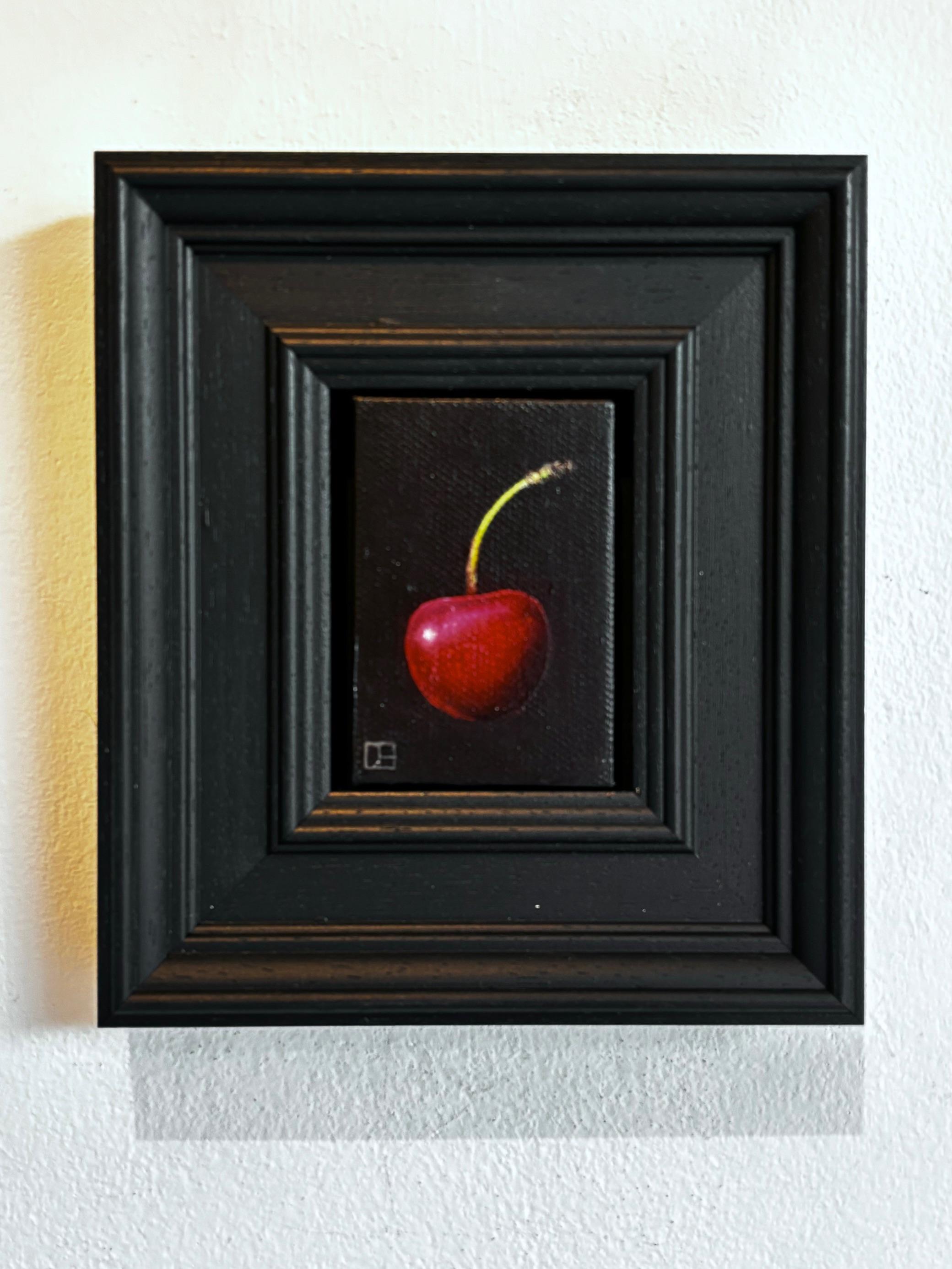 Picked Cherry - original realism still life fruit - contemporary art - Painting by Dani Humberstone