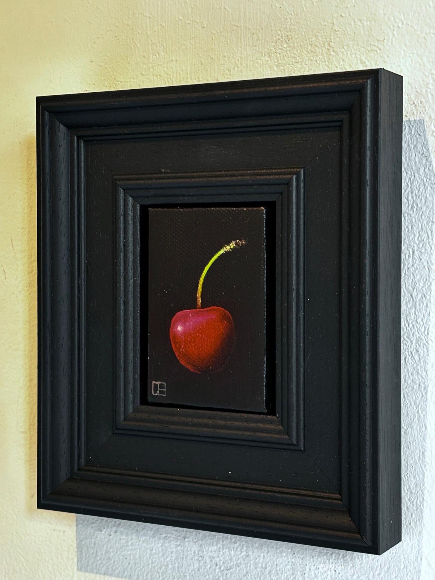 Picked Cherry - original realism still life fruit - contemporary art - Realist Painting by Dani Humberstone