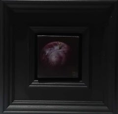 Pittura tascabile viola con prugna succosa , pittura originale, contemporanea
