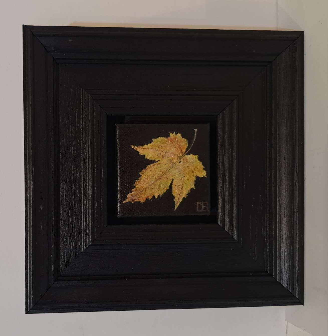 Pocket Autumn Collection Autumn leaf #2  [2024], Baroque Still Life, Small art - Painting by Dani Humberstone