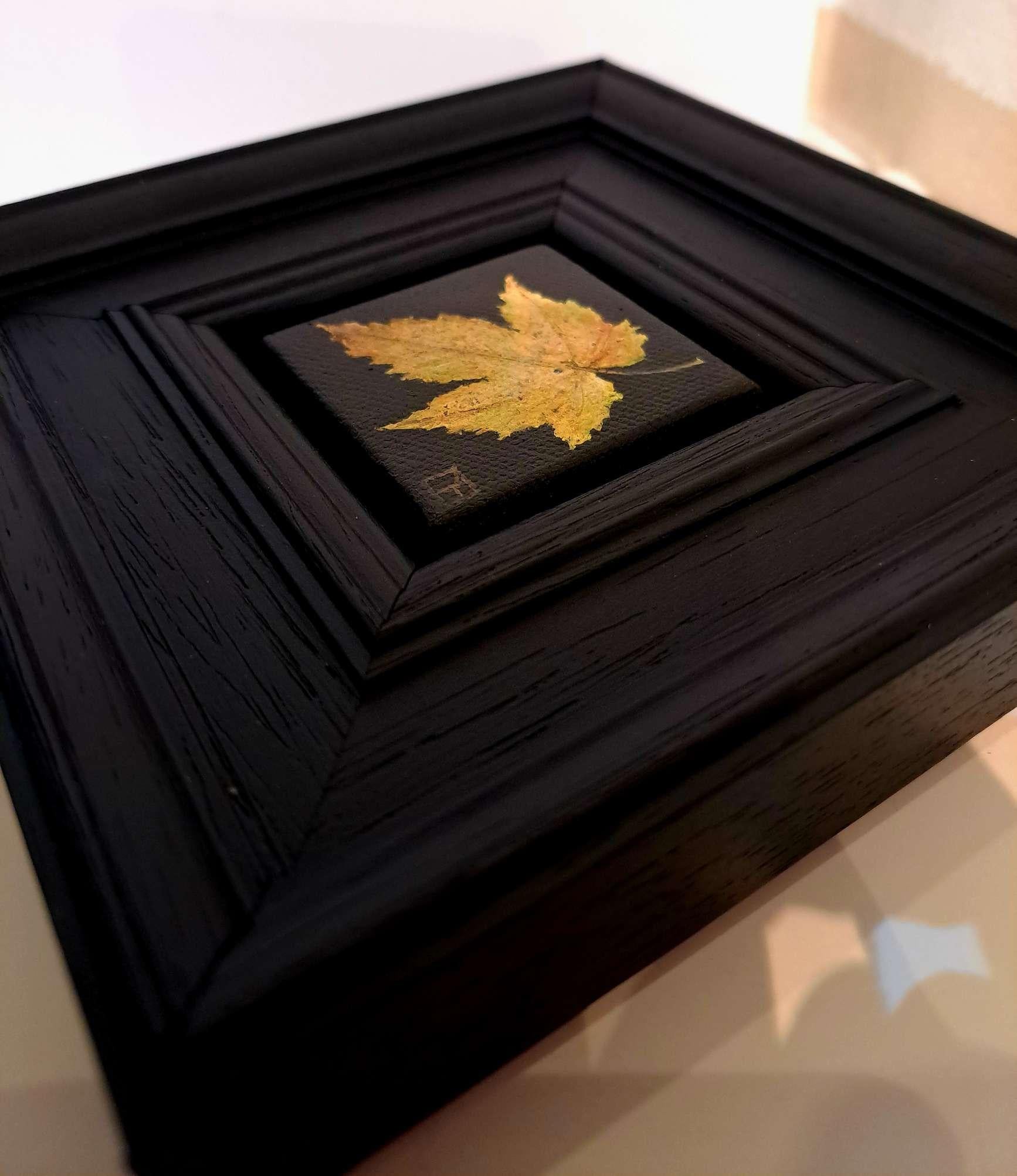 Pocket Autumn Collection Autumn leaf #2  [2024], Baroque Still Life, Small art - Realist Painting by Dani Humberstone