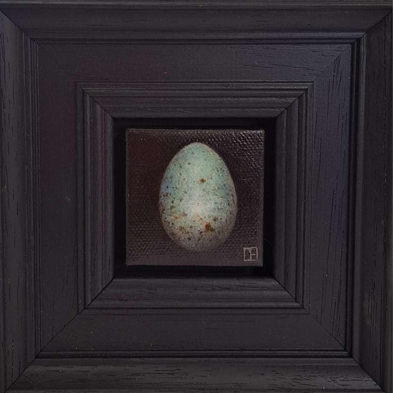 Huevo de mirlo de bolsillo (c), Pintura original, Pájaro, Naturaleza, Huevo, Azul 1
