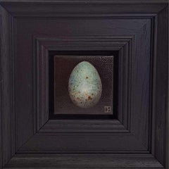 Œuf de merle de poche (c), peinture originale, oiseau, nature, œuf, bleu