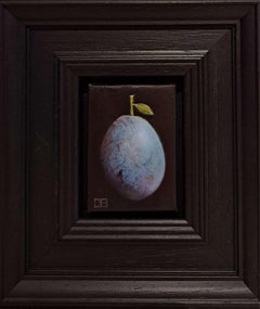 Pocket Blue Grey Damson, Renaissance Style Painting, Miniature Artwork