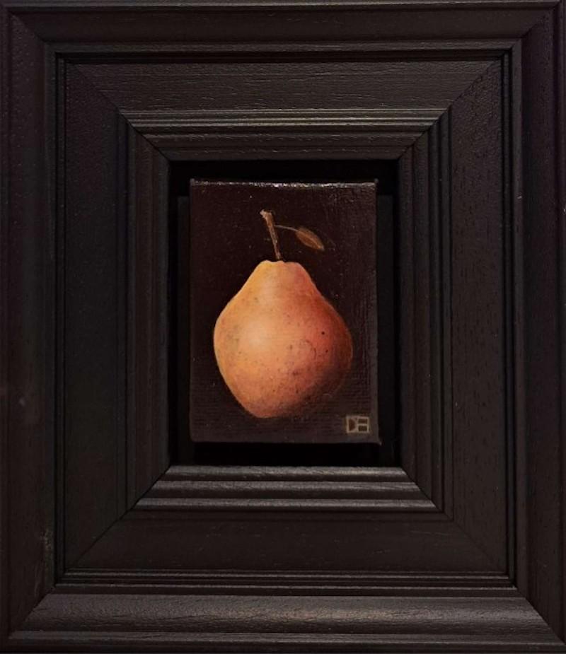 Pocket deep blush pear, art original, food art, nature morte, petite échelle - Painting de Dani Humberstone