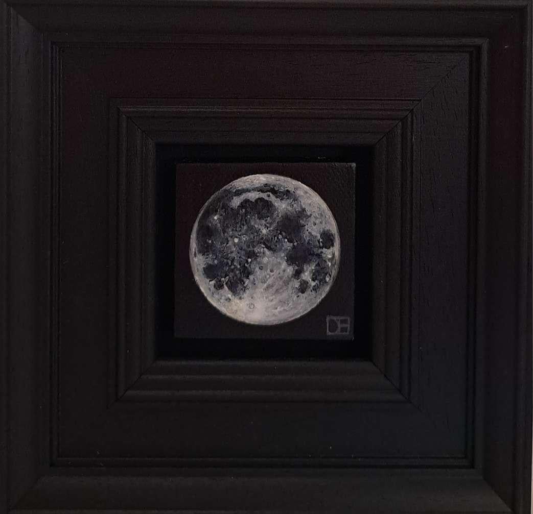 Tasche Bright Full Moon, Originalgemälde, Stillleben, Mondkunst (Realismus), Painting, von Dani Humberstone