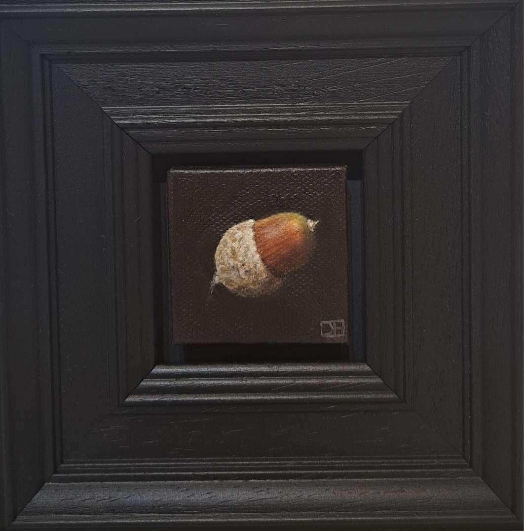 Still-Life Painting di Dani Humberstone - Ghianda marrone tascabile [2023], Natura morta barocca, Piccola arte, Frutta