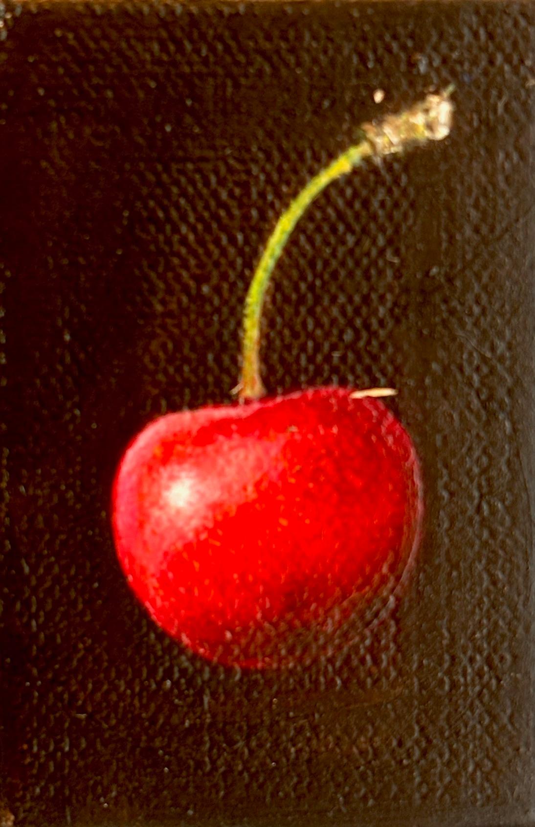 Dieses außergewöhnliche Kunstwerk ist derzeit in der Signet Contemporary Art Gallery und online ausgestellt und zu verkaufen. Dani Humberstones Pocket Cherry, gemalt in Öl auf Leinwand, verkörpert die Gabe der Künstlerin, Eleganz in Schlichtheit zu