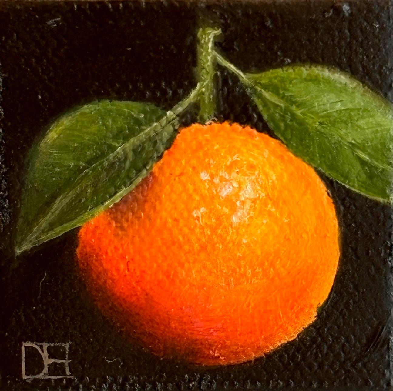 Dieses außergewöhnliche Kunstwerk ist derzeit in der Signet Contemporary Art Gallery und online ausgestellt und zu verkaufen. Das Bild Pocket Clementine von Dani Humberstone, gemalt in Öl auf Leinwand, strahlt Frische und Lebendigkeit aus. Die