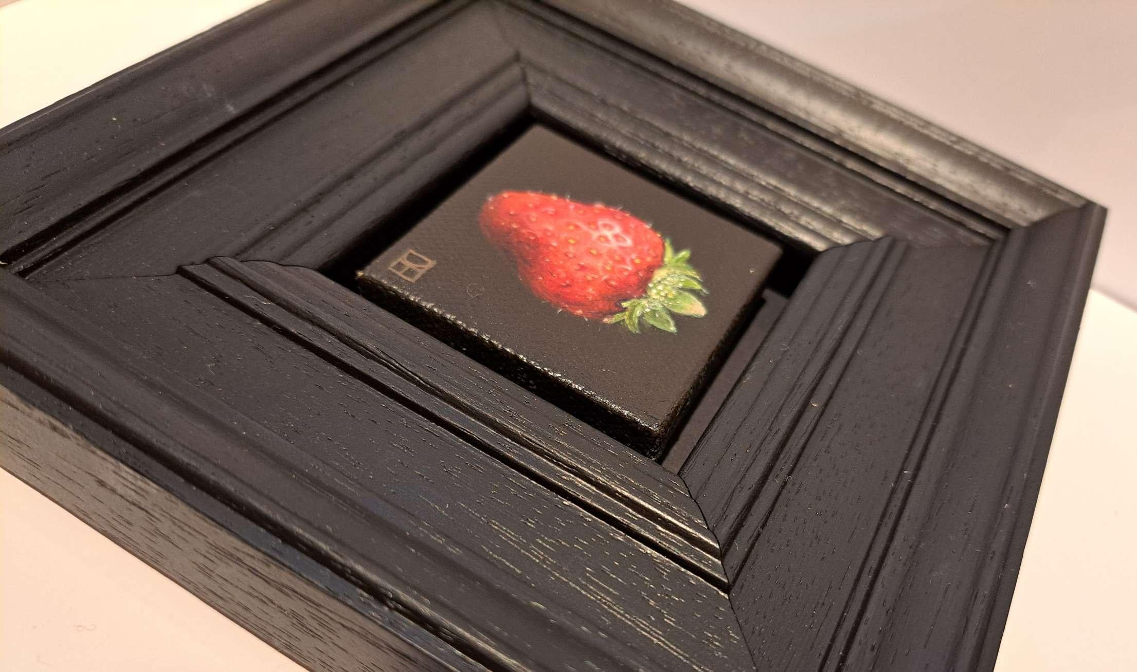 Pocket Crimson Strawberry 2 c, Original Painting, Fruit Art, Realism  For Sale 6