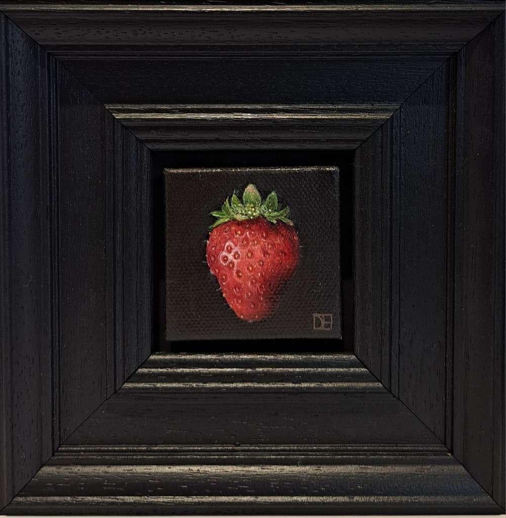 Dani Humberstone Still-Life Painting – Tasche Crimson Erdbeer 2 c, Originalgemälde, Obstkunst, Realismus 