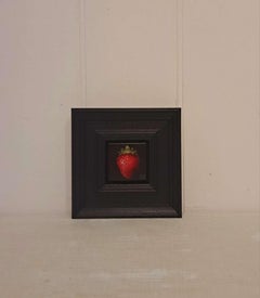 Pocket Crimson strawberry, Baroque Still Life Painting, Small Art, Fruit Art