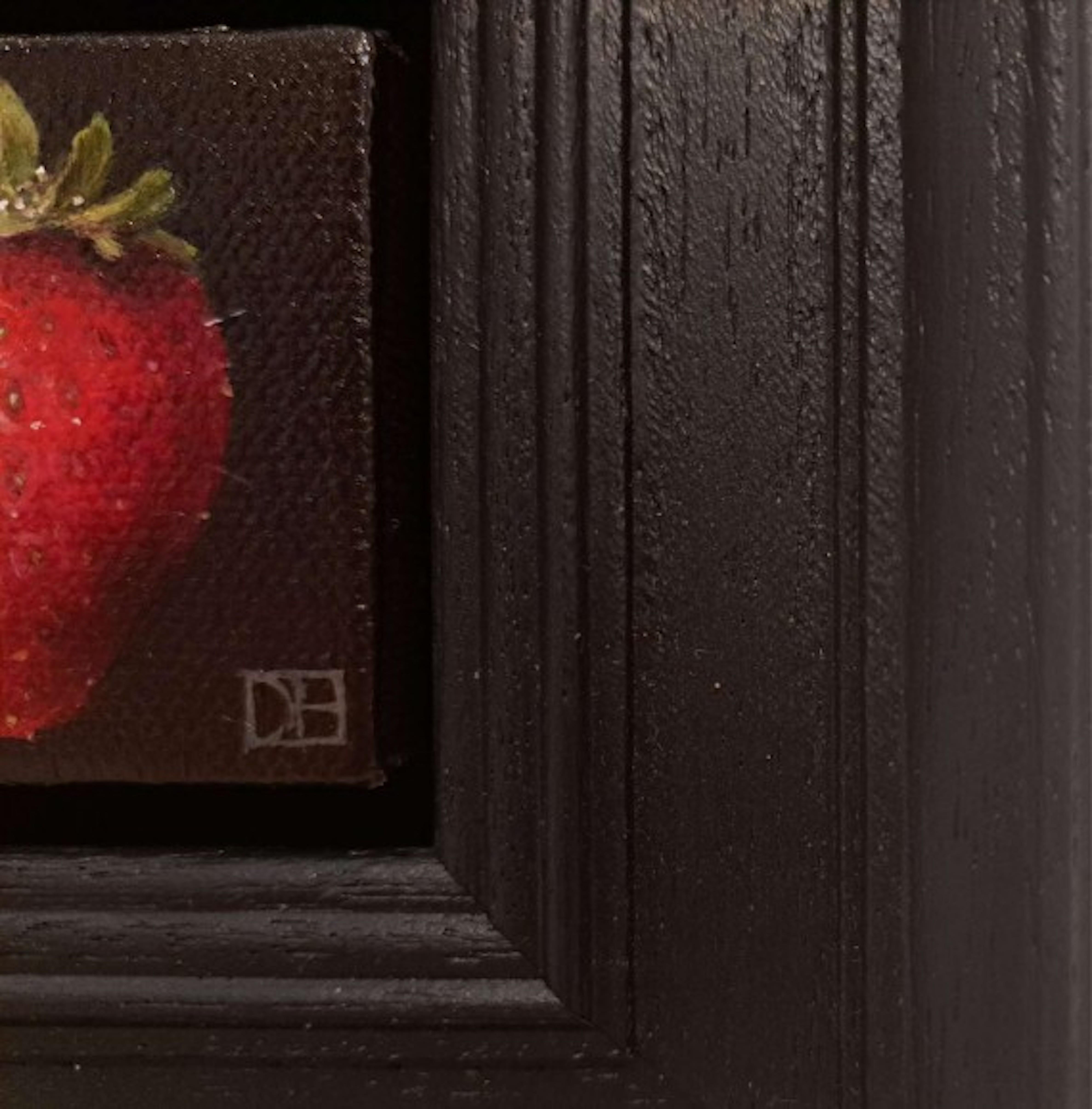 Pocket Crimson strawberry, Baroque Still Life Painting, Small Art, Fruit Art 1