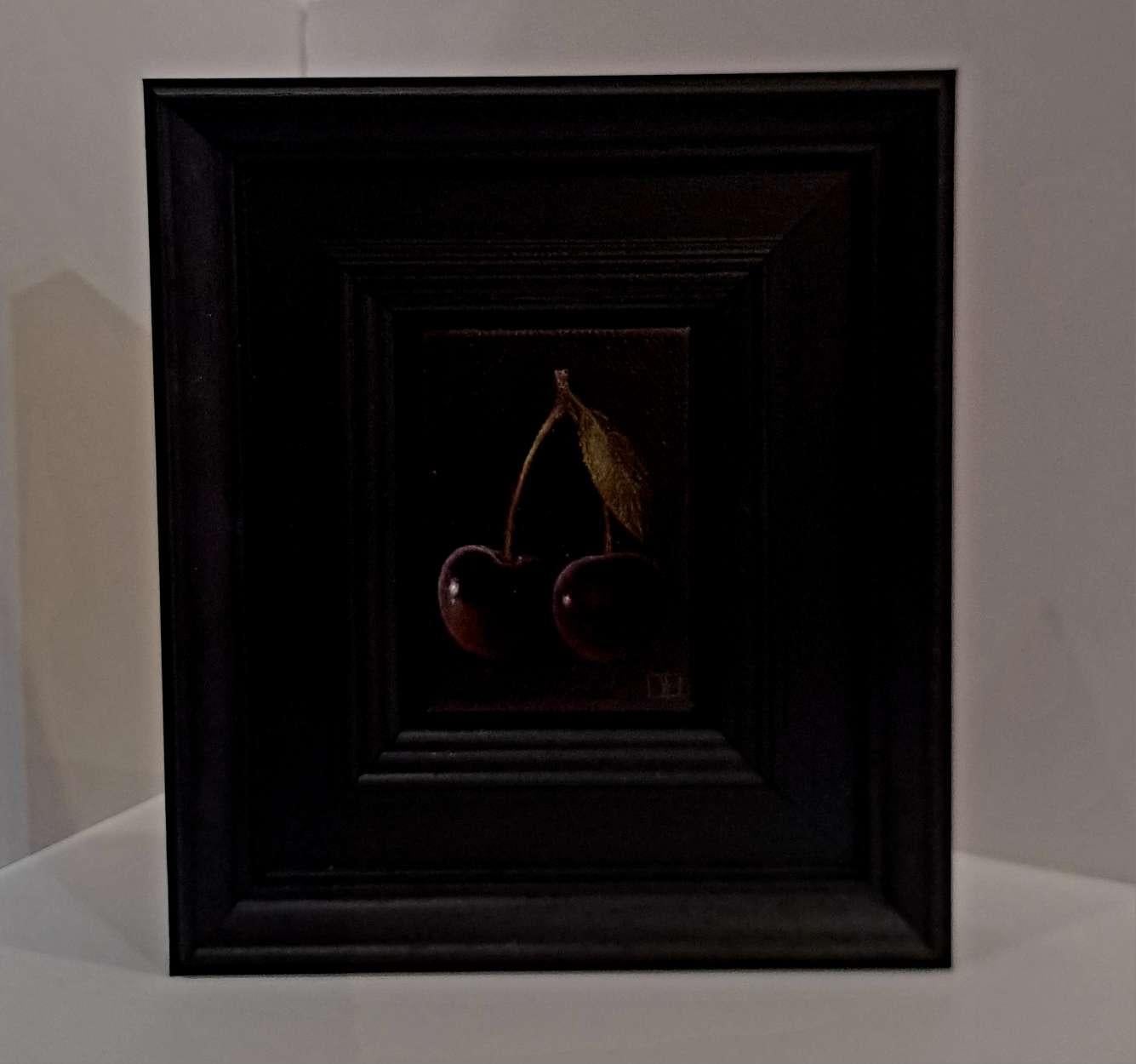 Pocket Dark Cherries, Original Painting, Food art, Nature, Red, Affordable art For Sale 4