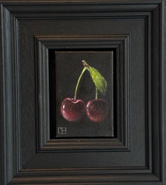 Ciliegie rosse tascabili - natura morta originale e realistica - arte contemporanea