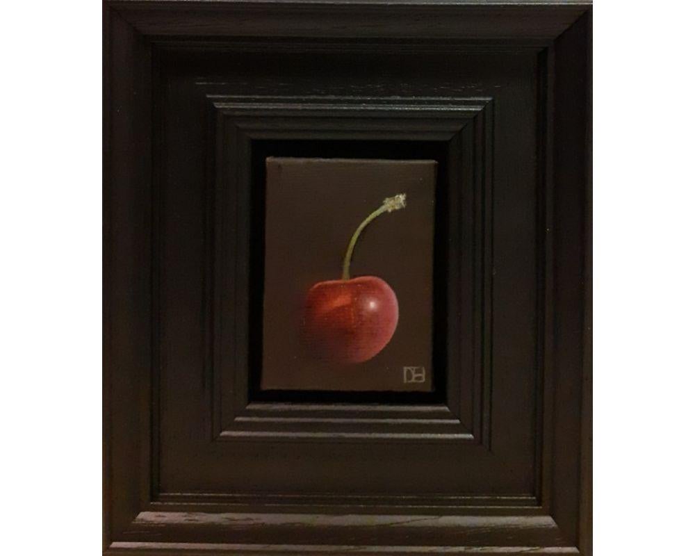 Pocket Dark Red Cherry by Dani Humberstone [2022]

Pocket Dark Red Cherry is an original small scale oil by Dani Humberstone. Featuring her signature & beautifully considered realist style alongside a bold dark frame which gives this simple stilll