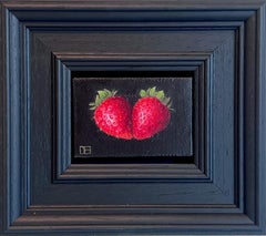 Fragole doppie tascabili - natura morta originale e realistica - arte contemporanea