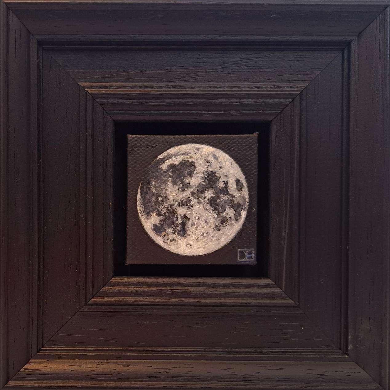 Still-Life Painting Dani Humberstone - Full Moon 2, peinture originale, paysage ciel, espace, lunaire, art abordable