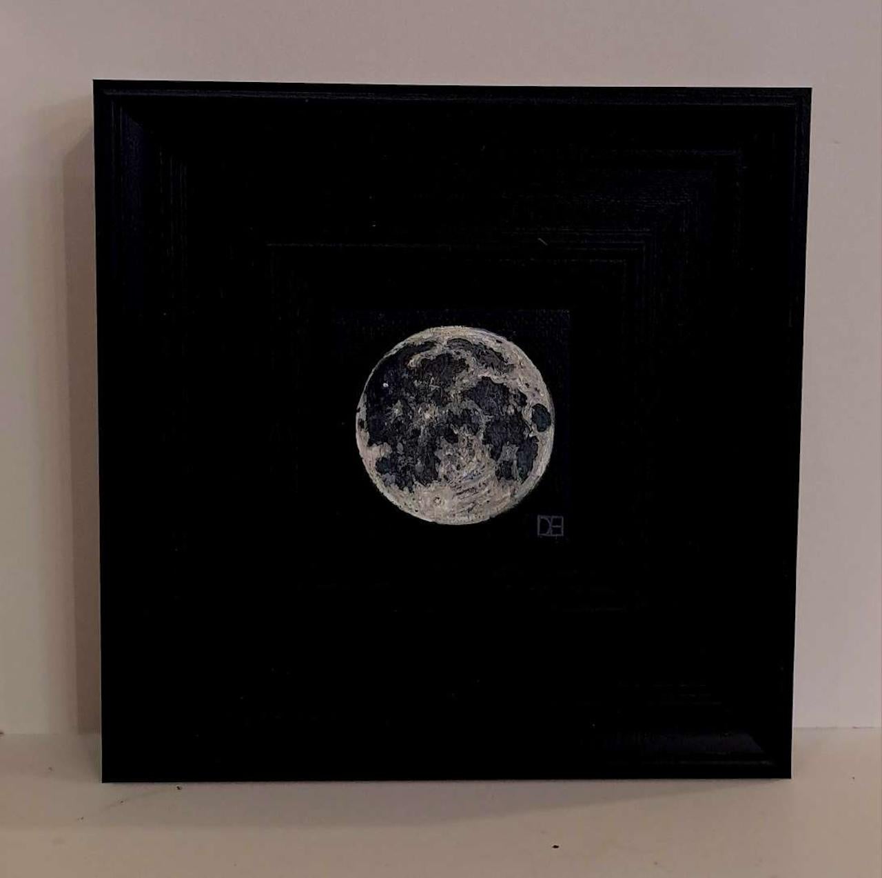 Pocket Full Moon 5, Original Painting, Moon, Astronomy, Nature, Night For Sale 3